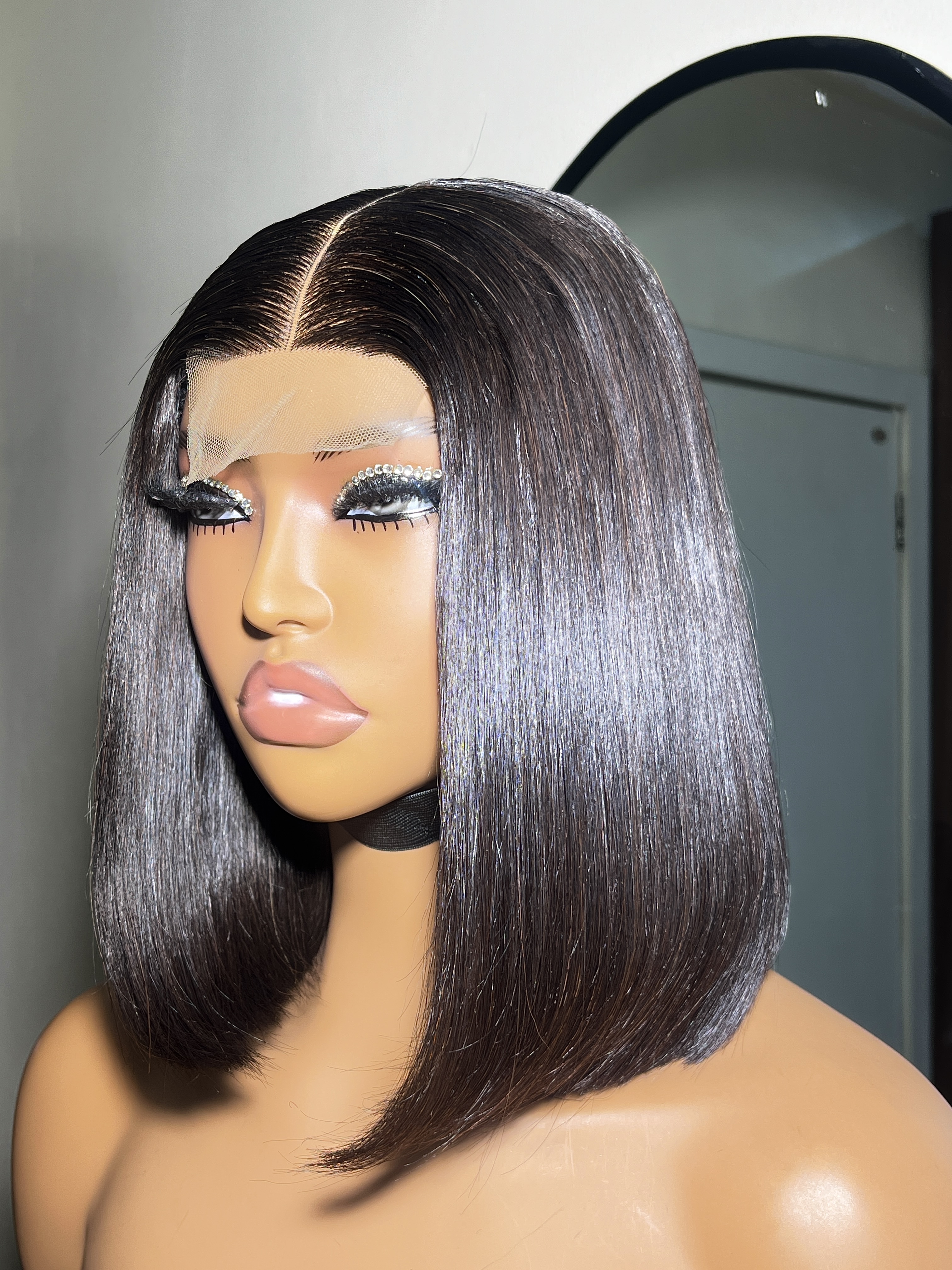 black bob wig classic black human hair wig sleek bob wig Nigeria short human hair wig Lagos luxury wigs Nigeria ready to wear bob wig natural black closure wig premium human hair wigs elegant bob hairstyles YBBeautyLounge wig